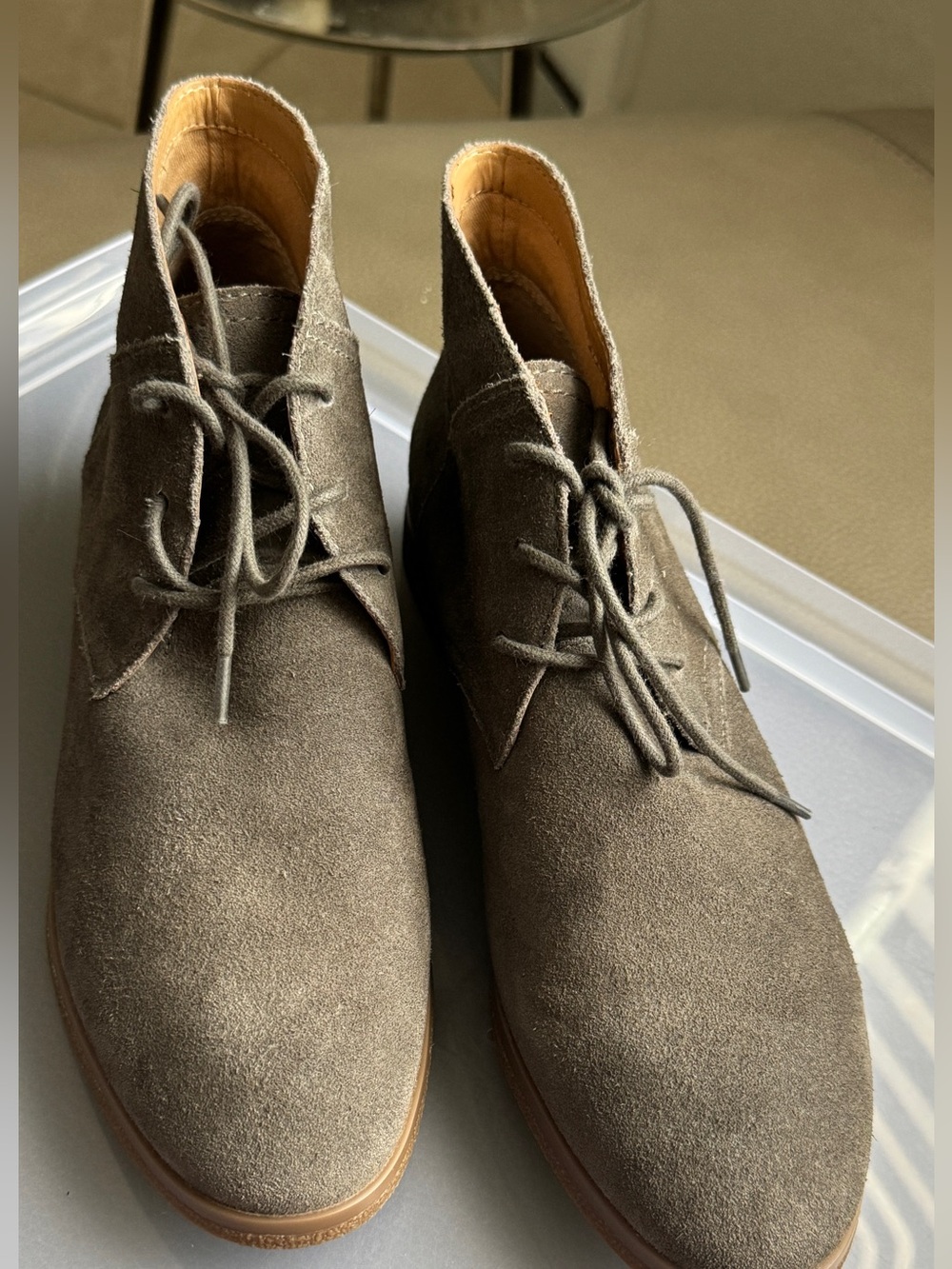Franco Sarto Taupe Suede Ankle Boots - Lace-Up Booties